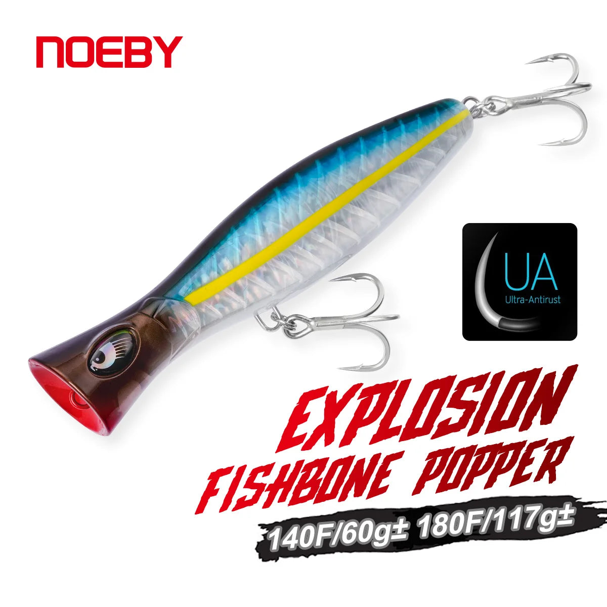 NOEBY Blooper+ Topwater Popper Lure 140mm 60g 180mm 117g Crystal Armor Technology Saltwater Hard Bait