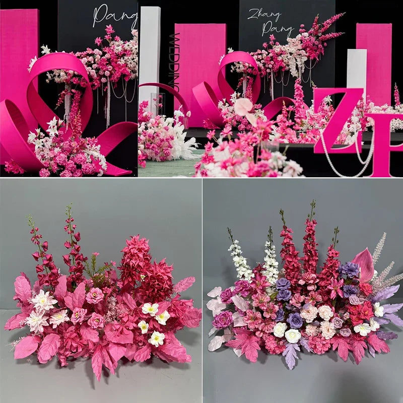 Simulation Wedding Silk Flower Earth Row Flower High Flower Stage Wedding Road Huide Event Party Layout Floor Flower Arrangement