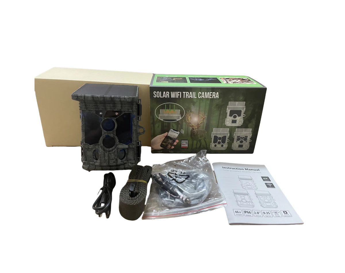 RD7010WF 4K 112MP WIFI Night Vision Wild Game Trail Camera, Solar Powered Camera Traps for Hunting and Home Garden Security