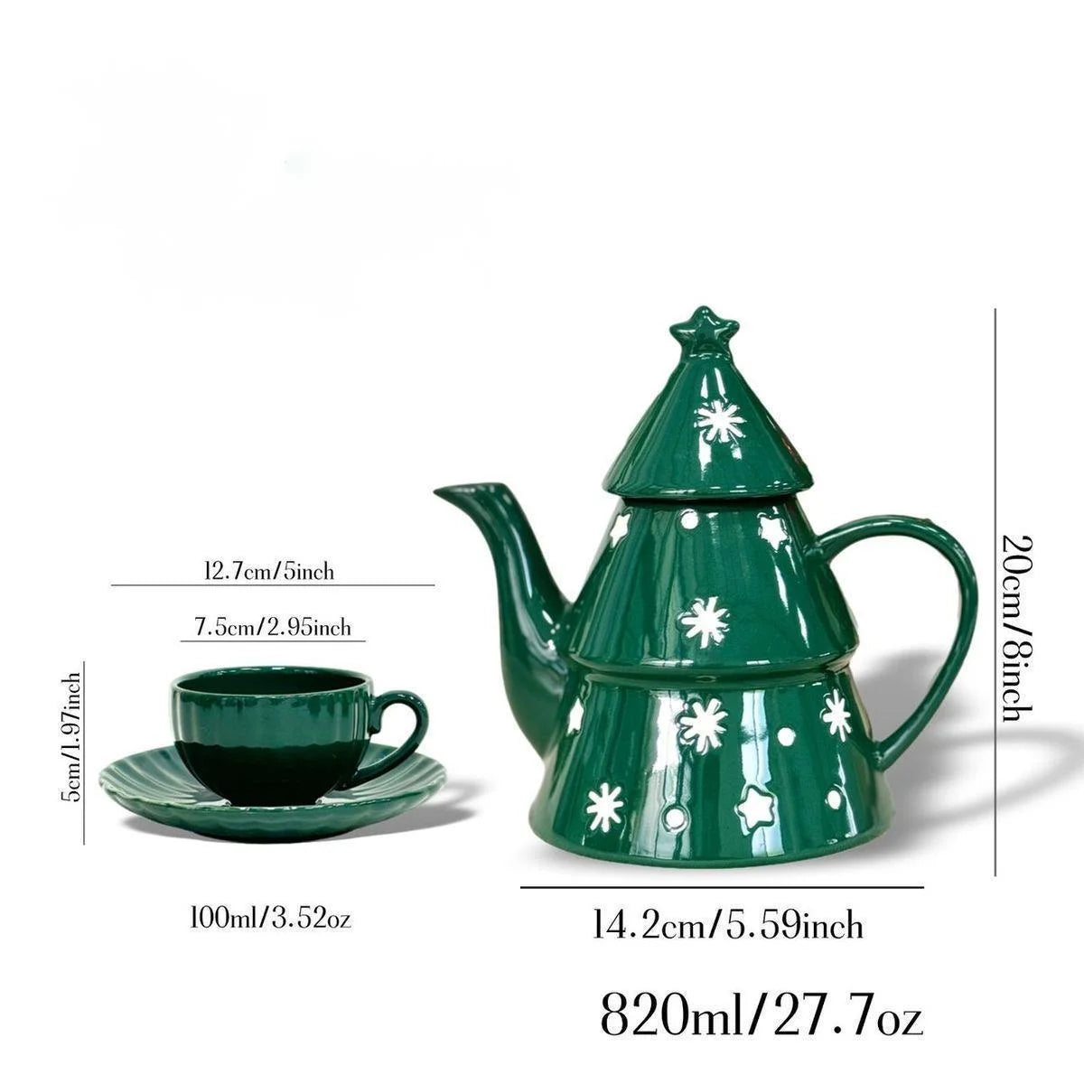 Ceramic Christmas Coffee Mug Cup Teapot Tree Plate Candy Dish Cake Tray Nordic Party Kitchen Tableware Drinkware Gift Decor