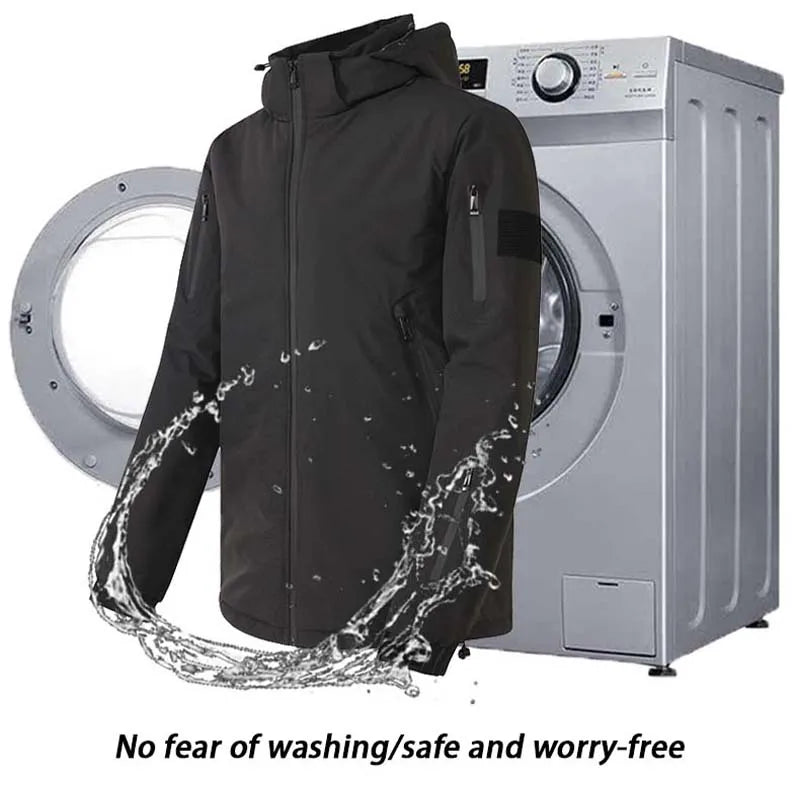 Winter Men 8 Areas Heated Jacket Usb Electric Heating Jacket Outdoor Camping Waterproof Windproof Warm Jacket Loose Hooded Coat
