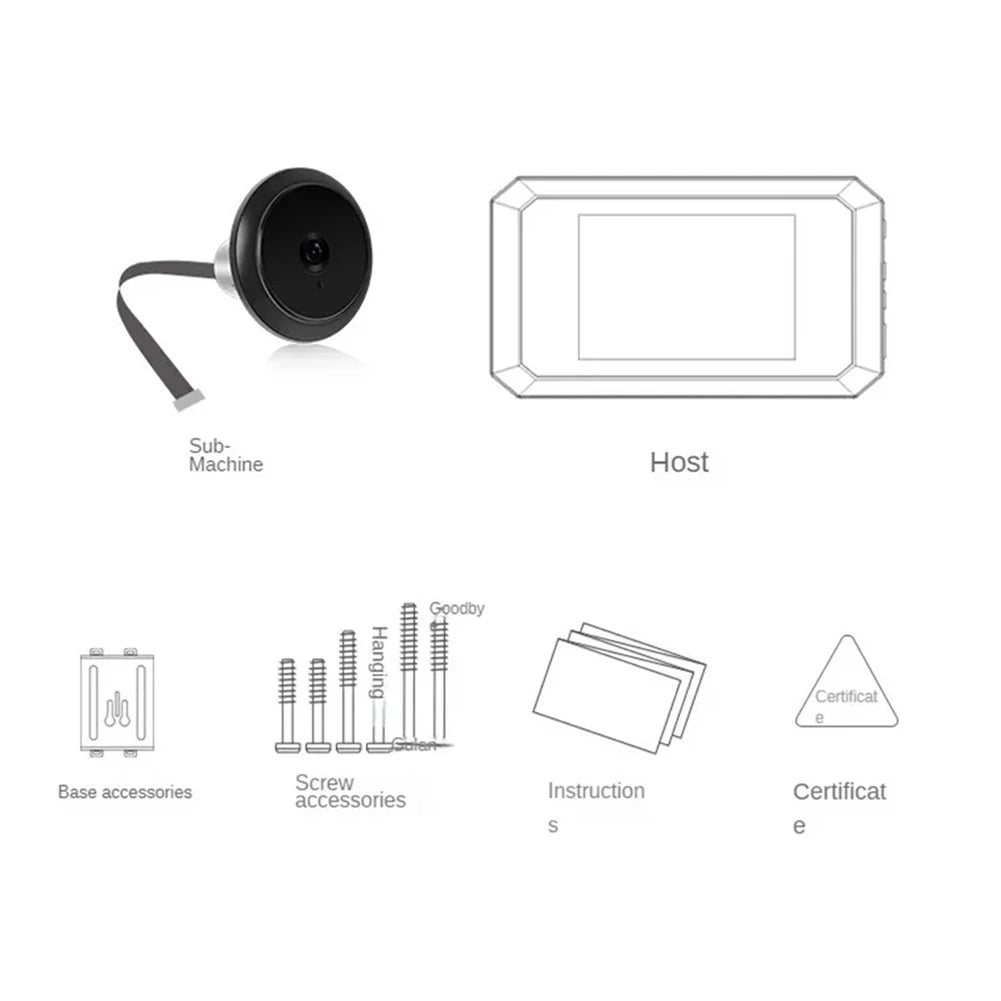 Digital Magic Eye Electronic Viewfinder Night Vision Video Digital Door Viewer 1400mAh Build-in Lithium Battery 1080P Camera