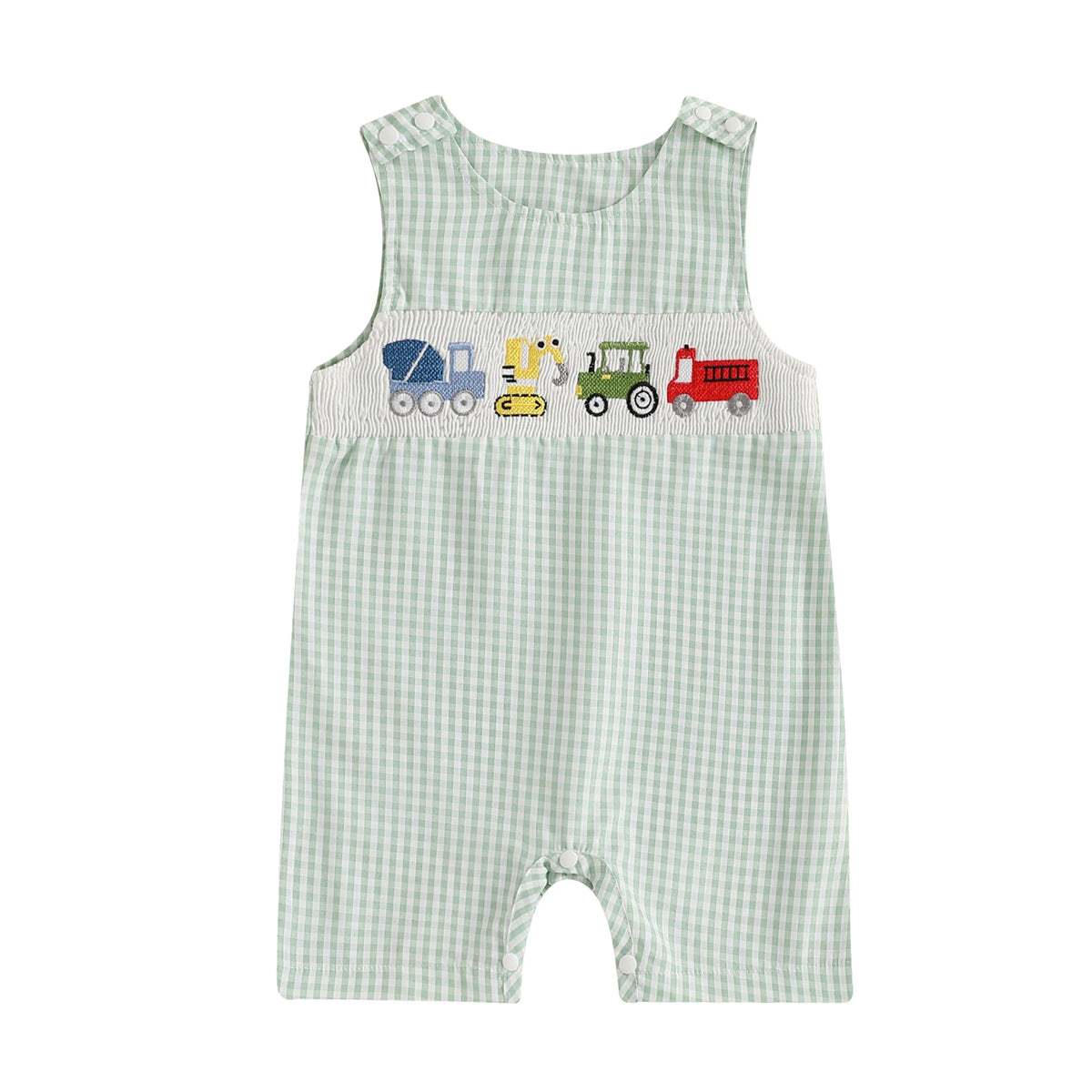 New Baby Boy Romper Cute Embroidered Sleeveless Buttons Short Jumpsuits 2026 Summer Toddler Overalls 0-18M