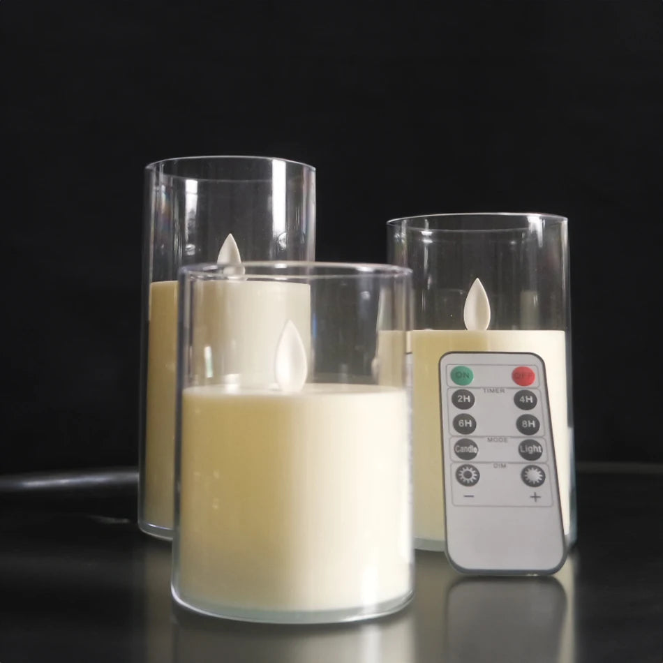 3pcs/set USB Rechargeable Led Pillar Candle,Flameless Remote Control,Timer LED Candle Light Table Decorative,Christmas Candles