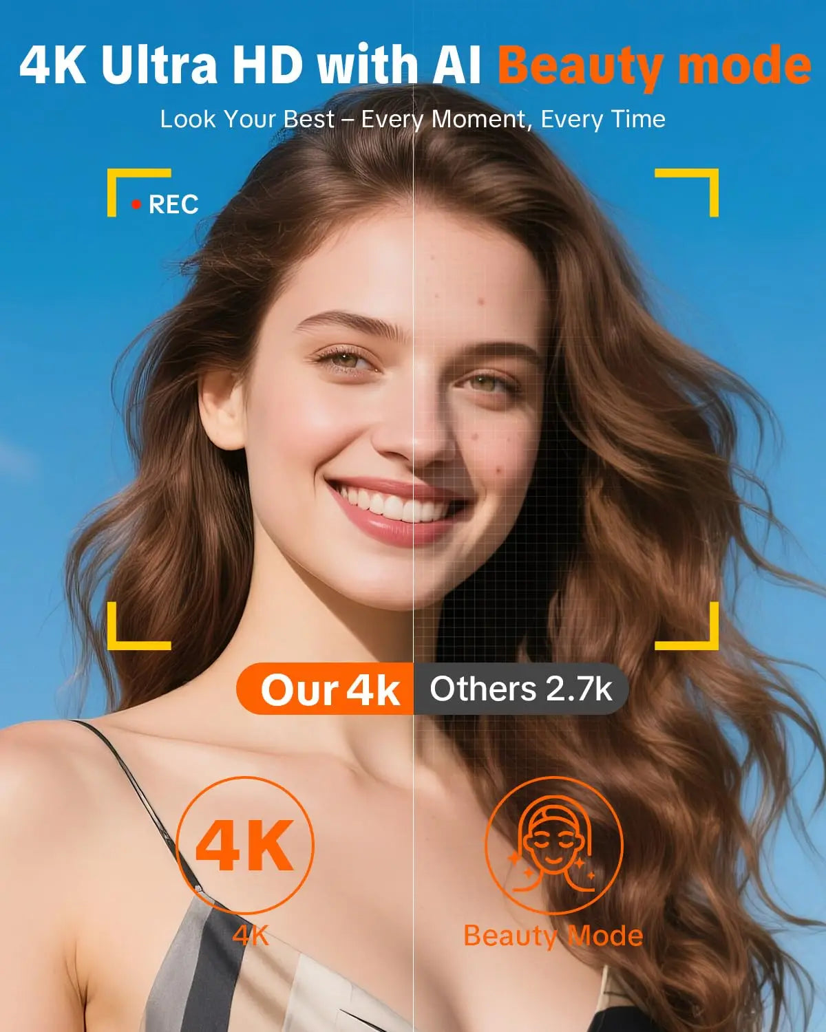 4K Digital Camera for Photography,4k Camera with Ring Light,180° Flip Screen Camera for Vlogging with Beauty Mode,Point and Shoot Digital Cameras for Beginner with SD Card,Christmas Gift
