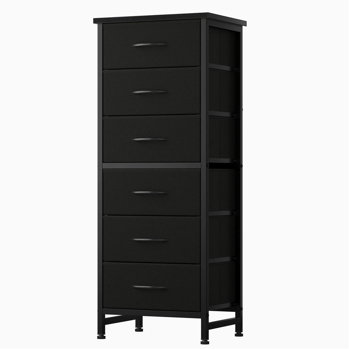 JHK Tall 6 Fabric Drawer Dresser for Bedroom Wood Top and Metal Frame Skinny Chest of Drawers Narrow Storage Tower with Organization Furniture