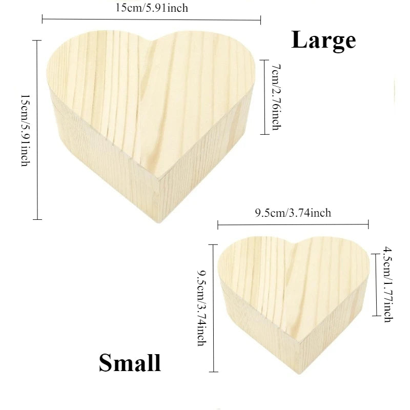 2/5PCS Wooden Storage Box Multipurpose Heart Shape Jewelry Box Wedding Gift Earrings Ring Necklace Storage Bins Home Storage