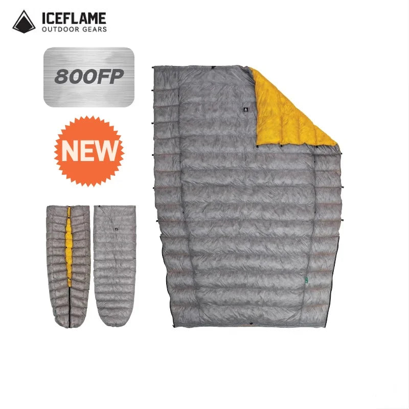 Ice Flame NXT 3 Season Summer Quilt Outdoor Camping Equipment Sleeping Bag Ultralight Gray Duck Down Thermal Hiking Backpacking