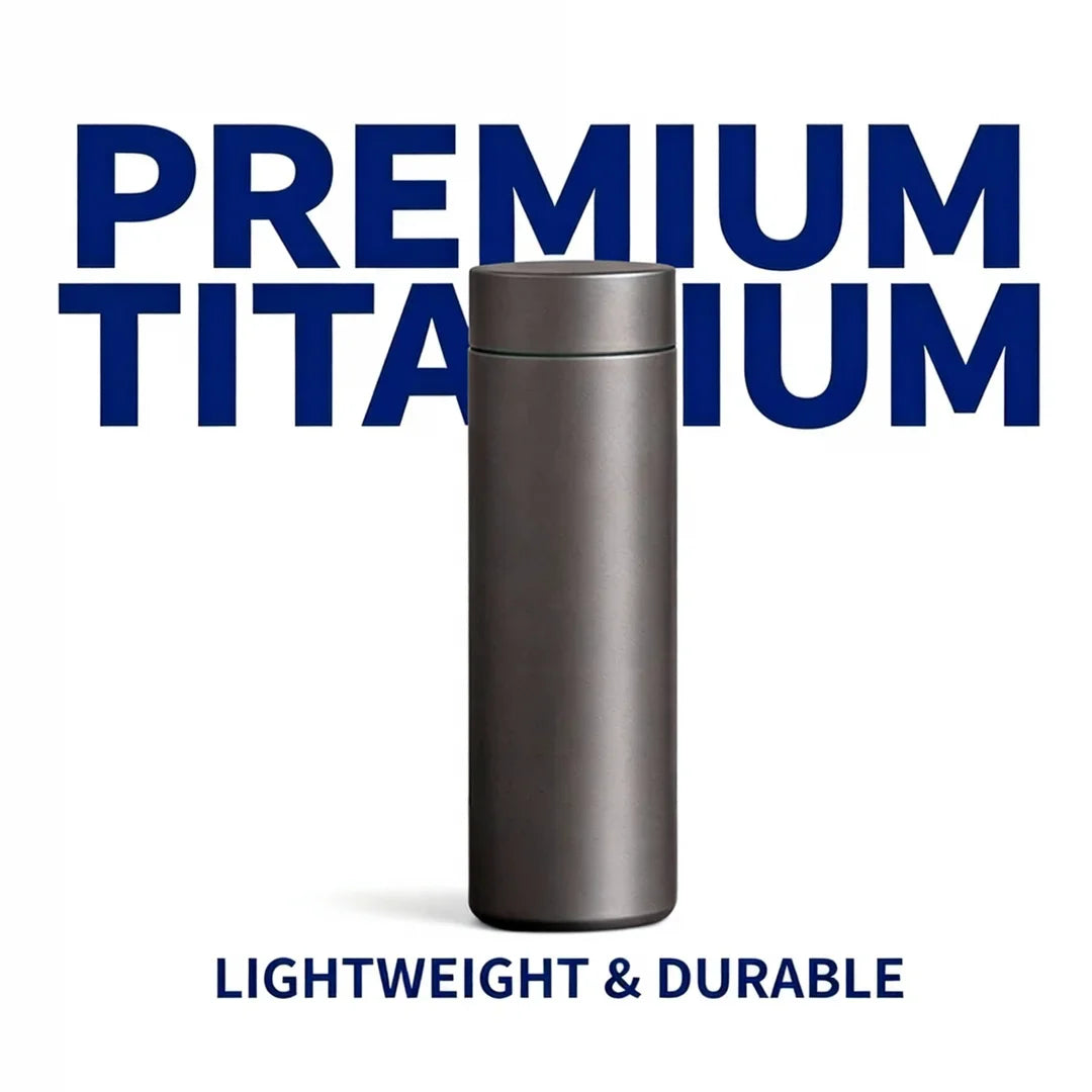 Pure Titanium Double Layer Water Bottle 480 ml Portable Small Capacity Thermal Pocket Cup for Outdoor Sports And Office