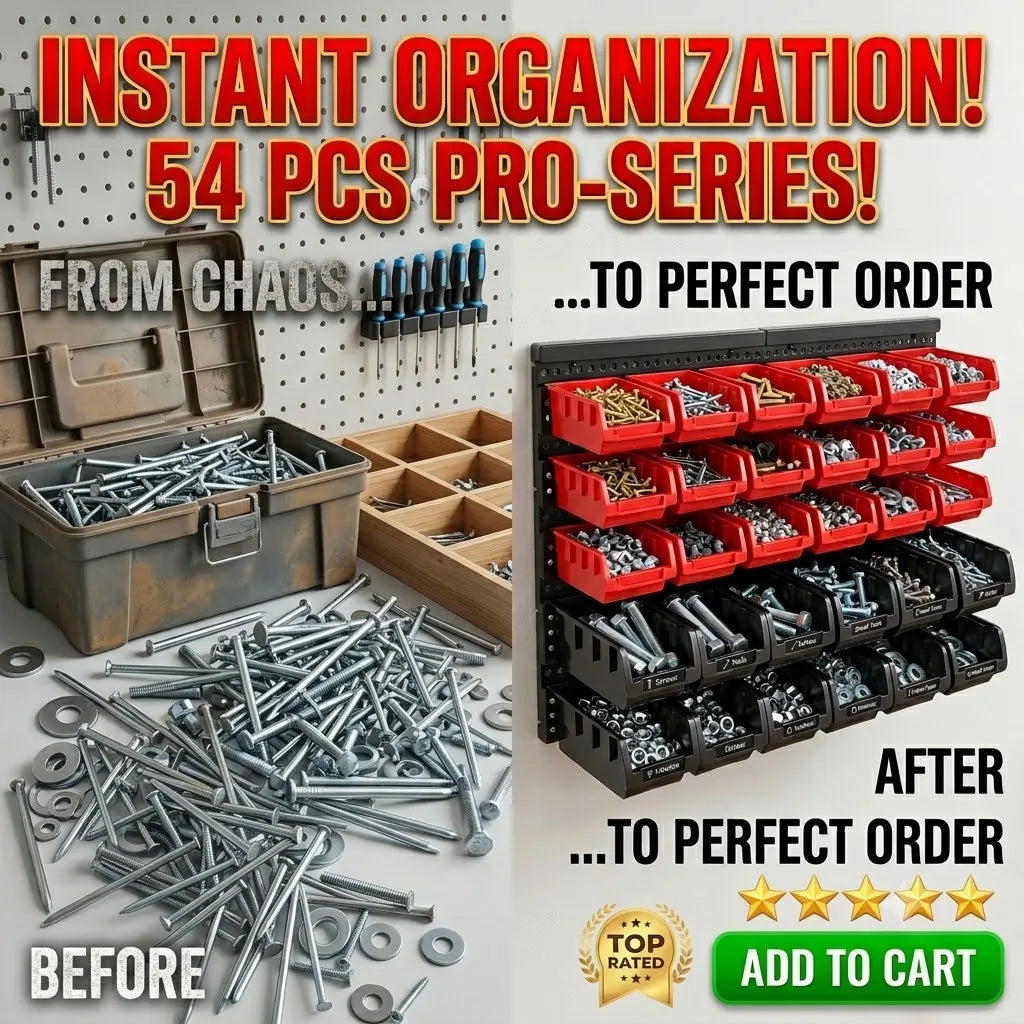 30pcs-Bin Wall Mounted Storage Bins Parts Rack Organizer Garage Shop Tool Organizer for Screws, Nuts, Bolts, Nails, Beads, and Small Hardware Parts, With Wall Panels