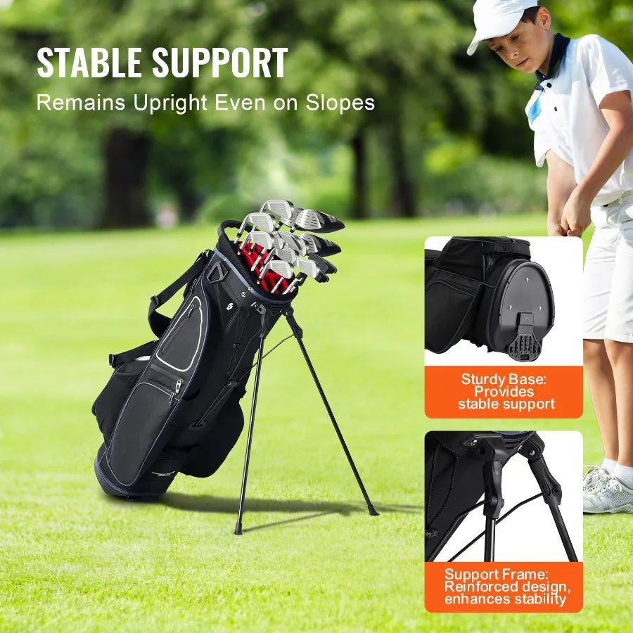 Golf Cart Bag with 14 Way Organizer Divider Top, 35' 11 Pockets Premium Cart Bag with Stand, Durable Golf Bags with Handles Dus