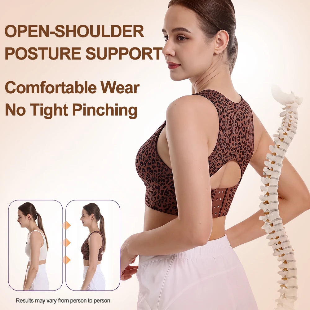 Women Wireless Posture Bra, Front Closure Cross Back Design, Wide Strap Full Coverage Back Support Comfort Daily Underwear