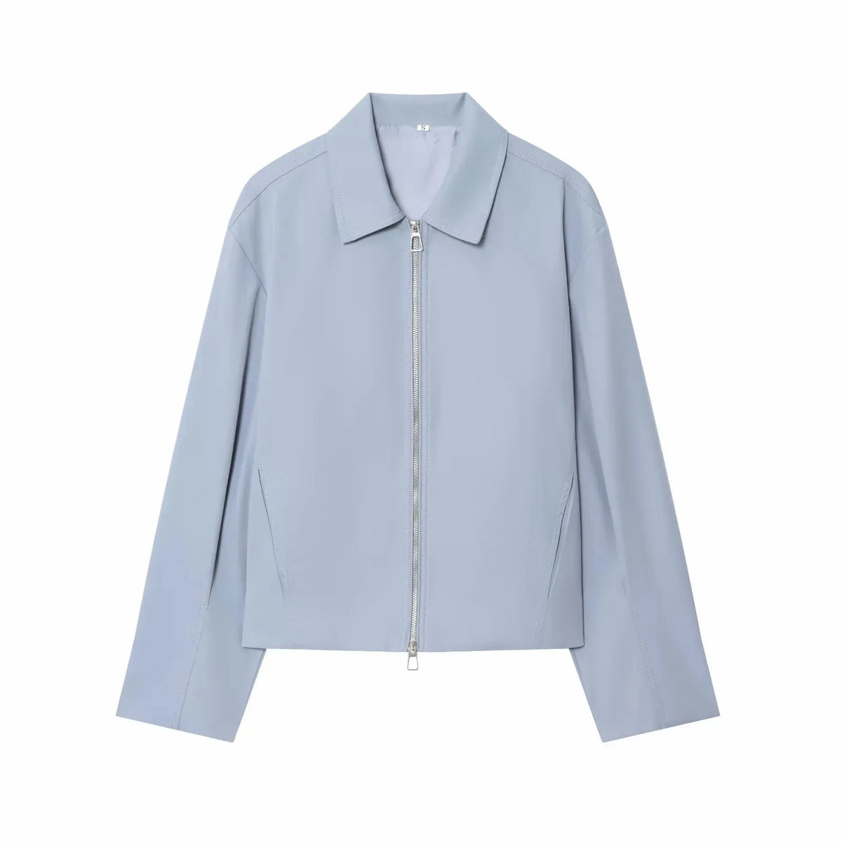 Women Casual Solid Zipper Coat Women Street Lapel Pockets Long Sleeve Simple Pleated Female Outwear Fashion Bomber Jacket