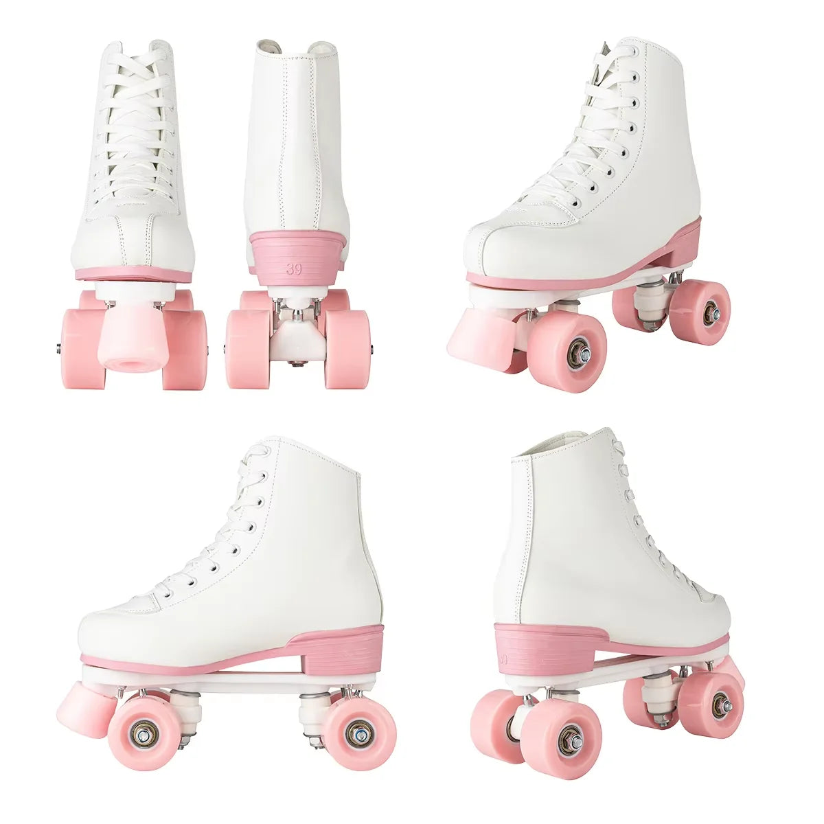 Adult Double-Row Roller Skates For Women Men Flashing 4 Wheels Skate Shoes Beginner Boys Girls Outdoor Skating Quad Sneakers Gifts Size 35 36 37 38 39 40