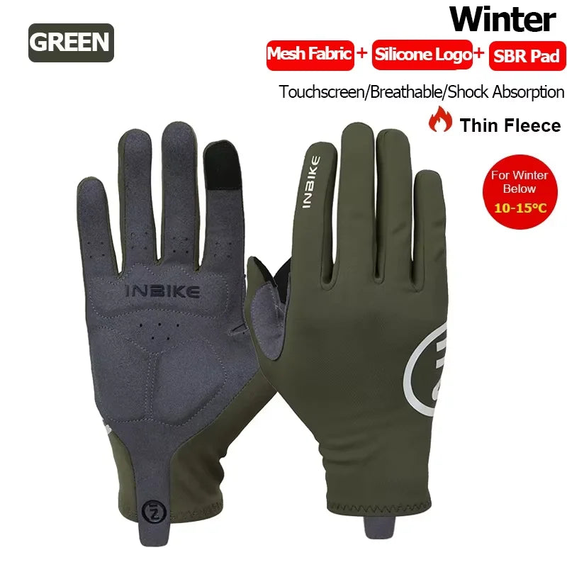 INBIKE Autumn Winter Thermal Bicycle Gloves Touch Screen Men Women MTB Road BikeGloves Sports Fitness Outdoor Cycling Gloves