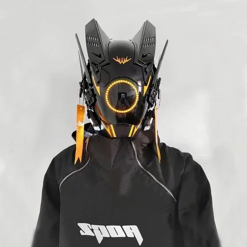Cyberpunk Helmet Shinobi Mask Robot Samurai Mask Cosplay Techwear Cyber Punk Hi-Tech Helmet Armor Futuristic Toys Christmas Gift