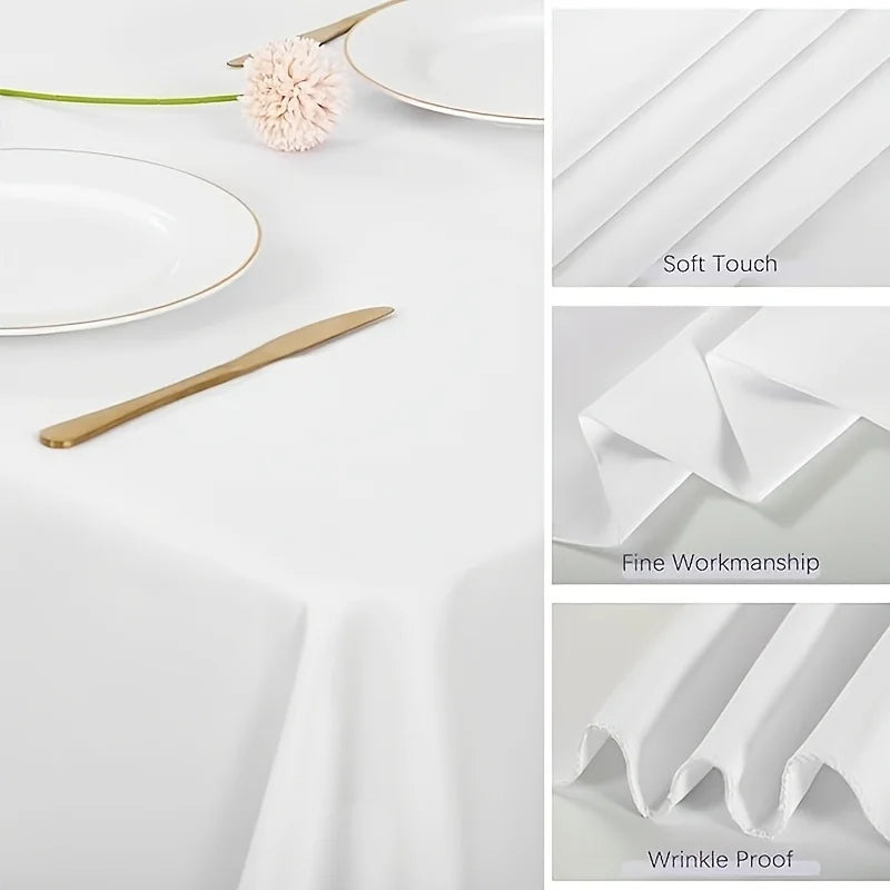 6-Piece Set -60 X 102 Inches White Tablecloth Suitable for Rectangular Tables, Reusable and Washable, Suitable for Tables 6-8 Feet Tall, Polyester Tablecloth, Suitable for Weddings, Parties, Banquets, Festivals, Halloween, Ch