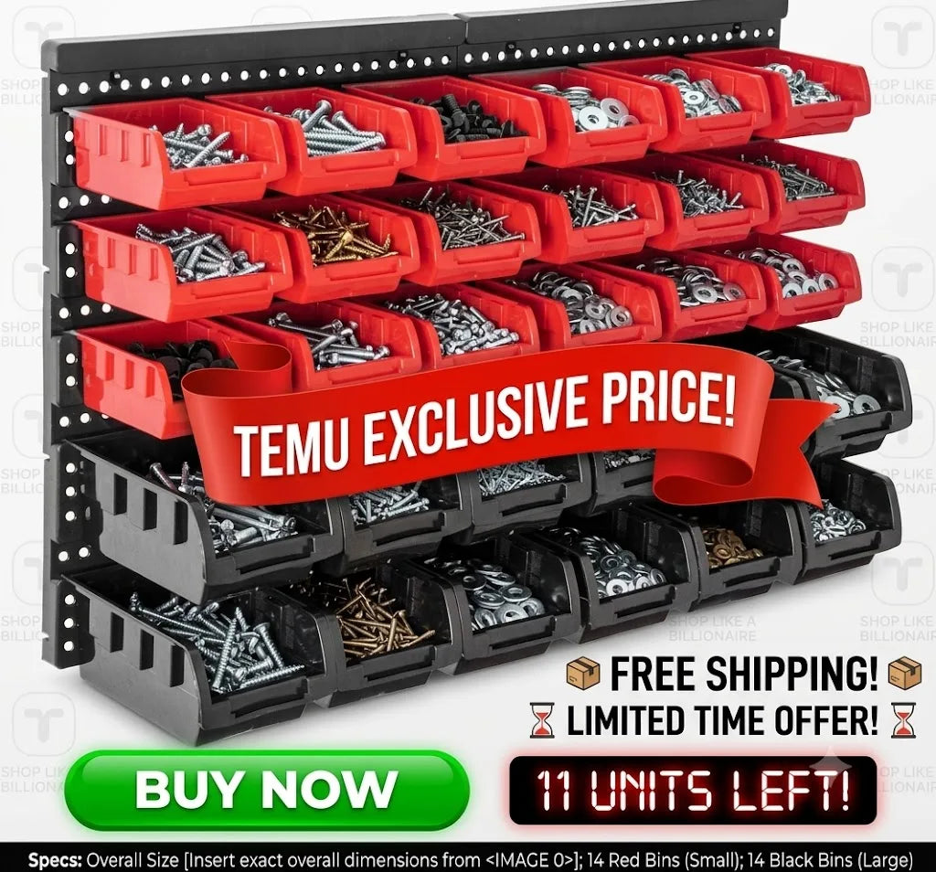 30pcs-Bin Wall Mounted Storage Bins Parts Rack Organizer Garage Shop Tool Organizer for Screws, Nuts, Bolts, Nails, Beads, and Small Hardware Parts, With Wall Panels