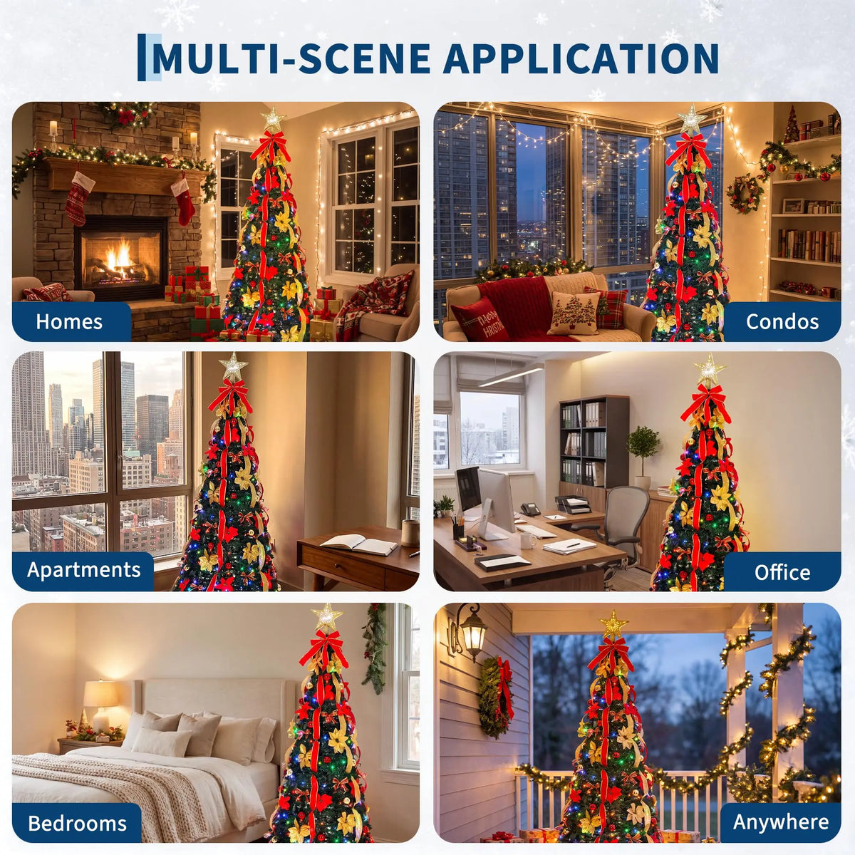 6-7 FT Pop-Up Pre-Lit Christmas Tree with LED Lights & Lighted Star Leader Pre-Decorated Artificial Xmas Tree for Indoor Holiday Decor