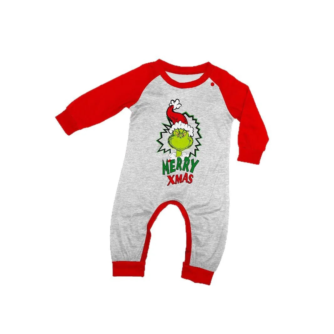 Christmas family clothing, 2-piece set of autumn and winter Christmas home wear and pajamas for a family of three