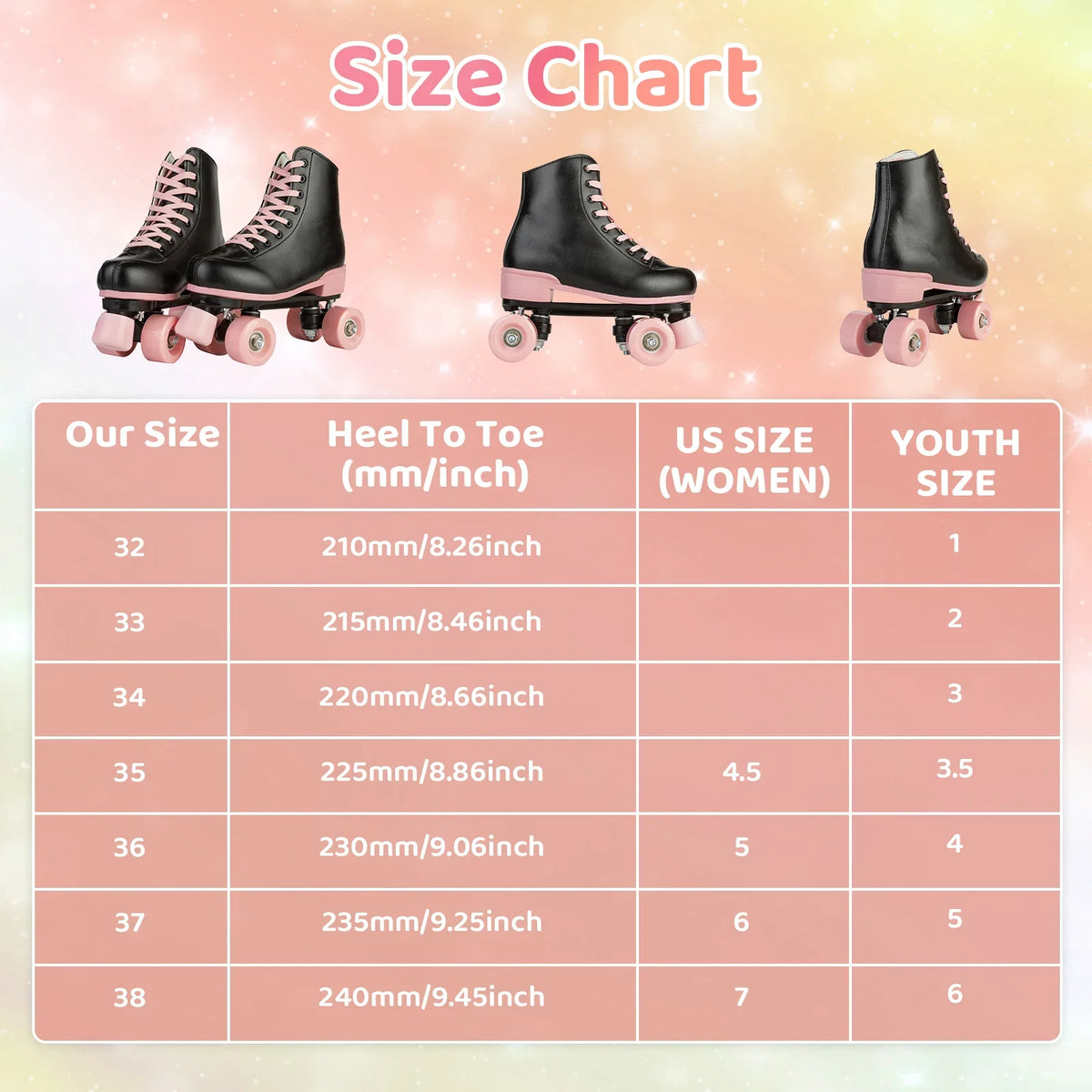 Adult Double-Row Roller Skates For Women Men Flashing 4 Wheels Skate Shoes Beginner Boys Girls Outdoor Skating Quad Sneakers Gifts Size 35 36 37 38 39 40