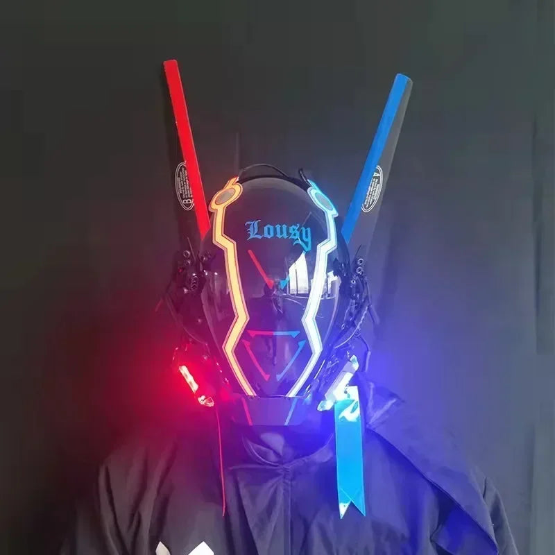 Cyberpunk Helmet Shinobi Mask Robot Samurai Mask Cosplay Techwear Cyber Punk Hi-Tech Helmet Armor Futuristic Toys Christmas Gift