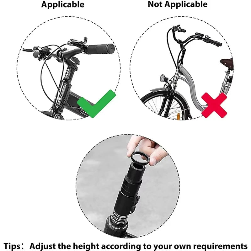 Bicycle Handlebar Extender Fork Stem Rise Up Extension Heads Up Black Bike Fork Extender MTB Mountain Bikes Cycling Part 12-13cm