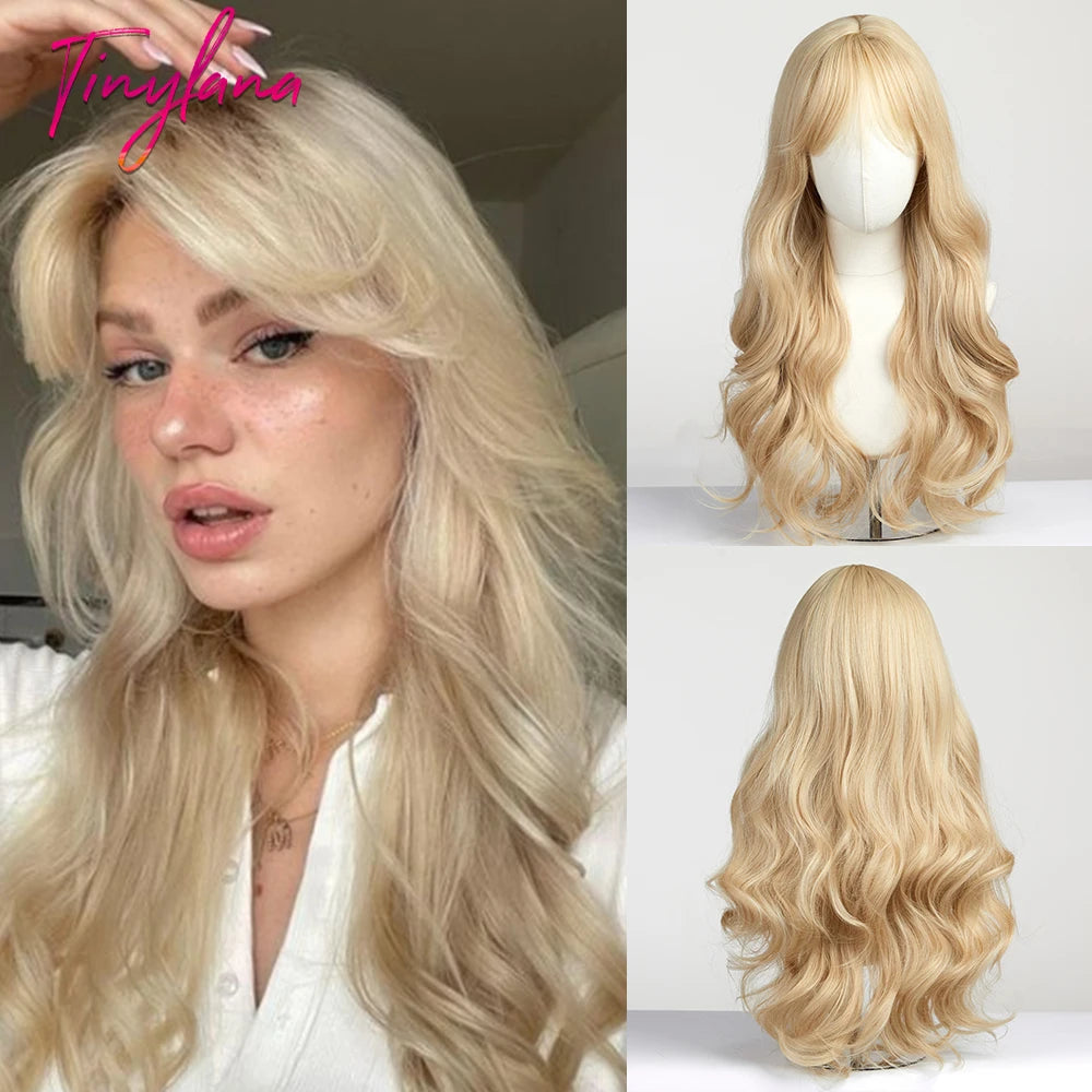 Long Curly Green Wave Synthetic Wigs with Bangs for Women Christmas Grass Green Cosplay Wigs Daily Natural Hair Heat Resistant