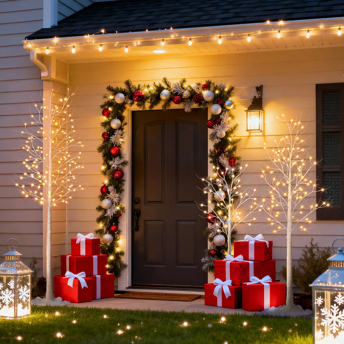 Lighted Birch Tree with Warm White Lights - 4ft/5ft/6ft/8ft Tall Artificial Tree with Clear Plug-in Lights, Sturdy Base & Elegant White Trunk & Branches for Indoor/Outdoor Christmas, Easter, Wedding Decorations