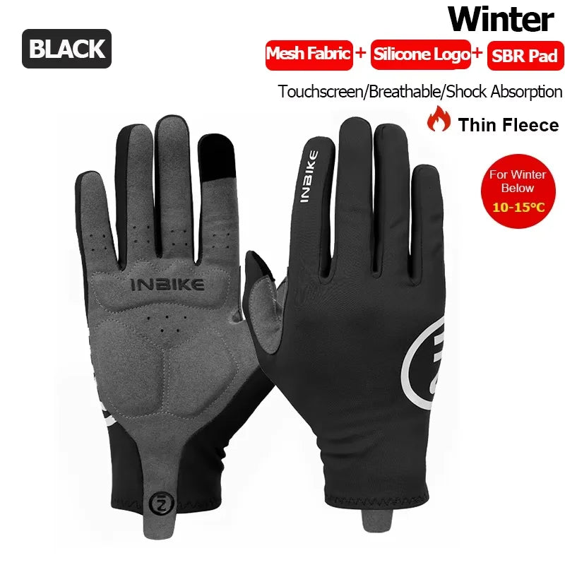 INBIKE Autumn Winter Thermal Bicycle Gloves Touch Screen Men Women MTB Road BikeGloves Sports Fitness Outdoor Cycling Gloves