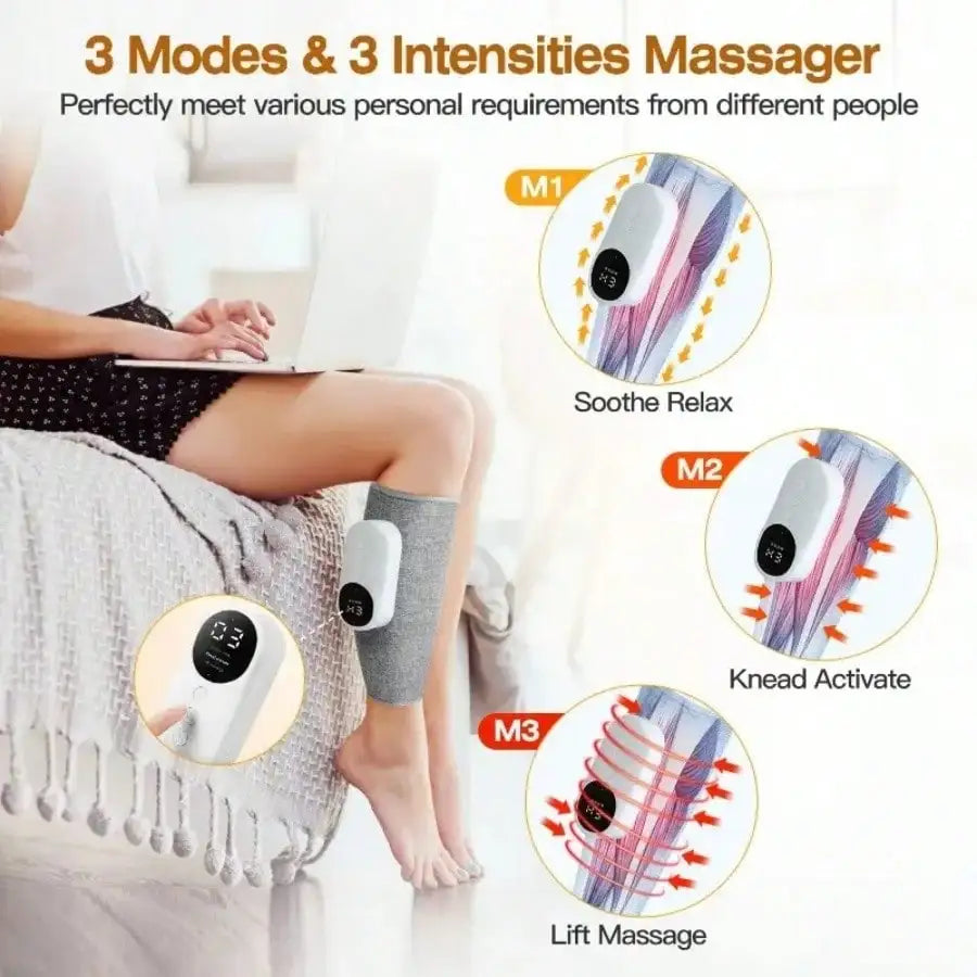New Round Calf Massager, Air Compressor Massager, 3 Intensity Levels, Easy To Use, Suitable For Feet, Legs, Thighs And Knees, Wireless Leg Massager, A Christmas, Mother's Day And Father's Day Gift.