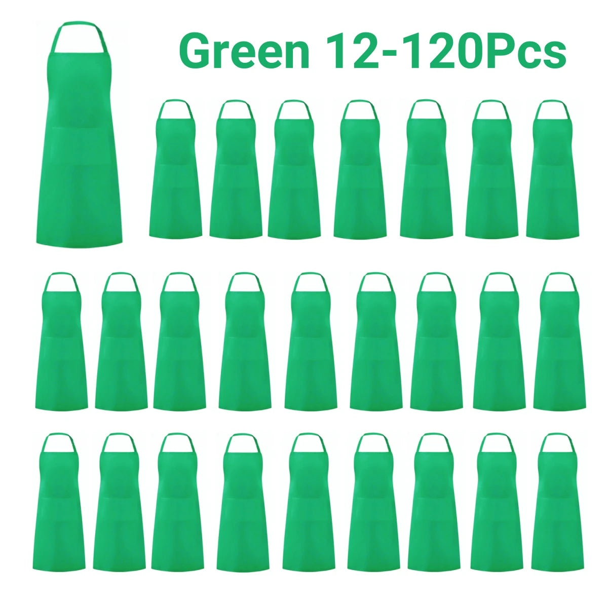 12-120Pcs Bib Aprons with 2 Pockets Unisex Chef Apron Kitchen Aprons Painting Sewing Christmas Cookie Party Server Aprons