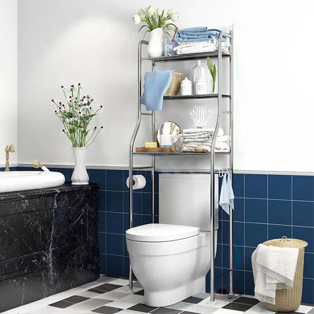 Over Toilet Storage Shelf,2/3-Tier Freestanding Over The Toilet Storage,Metal Bathroom Shelves with Paper Holder and Removable