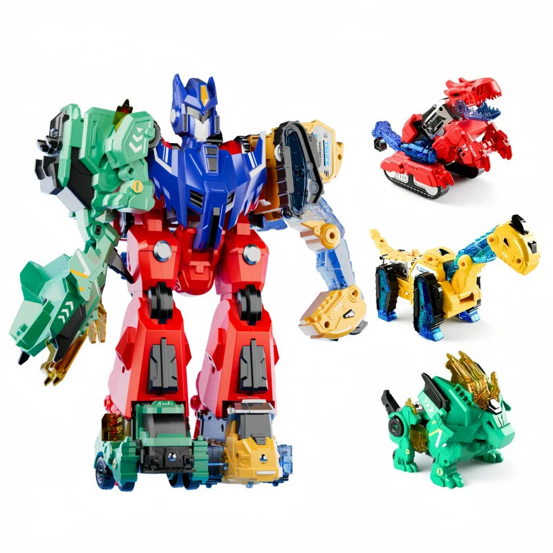 Hotfree Magnetic Dinosaur Transforming Robot Toys - 6-in-1 Dino Construction Truck Magnetic Blocks Building Block Sets, Pretend Play Dinosaur Figurine Toy Figure Playsets for Boys & Girls, STEM Educational Christmas Birthday