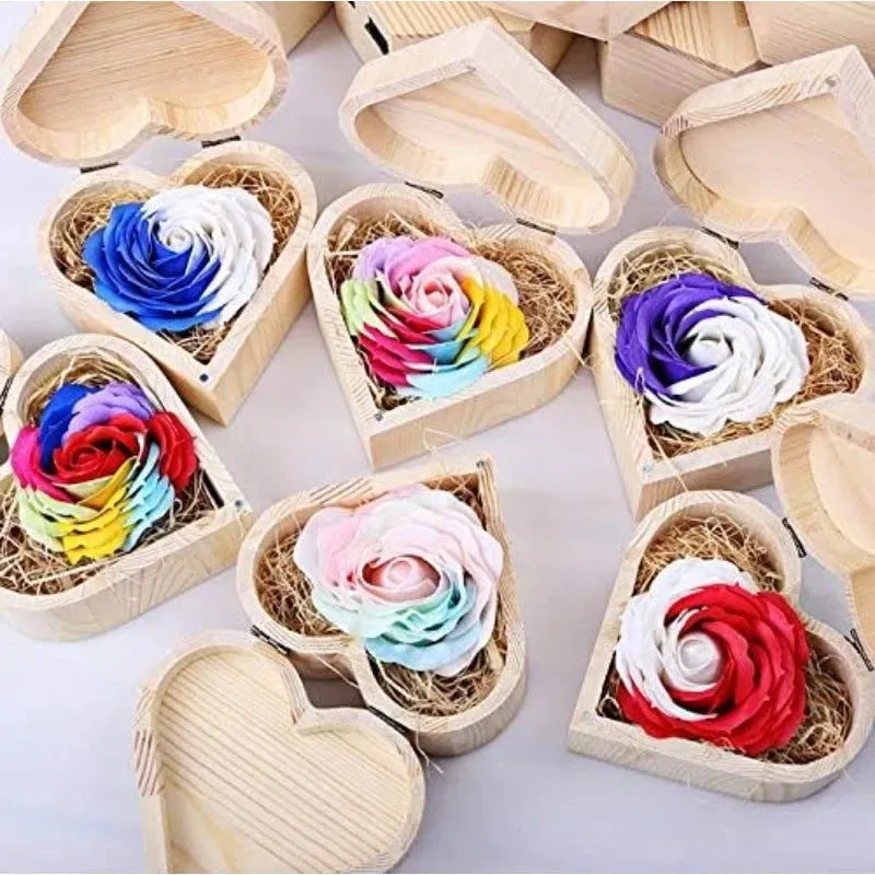 2/5PCS Wooden Storage Box Multipurpose Heart Shape Jewelry Box Wedding Gift Earrings Ring Necklace Storage Bins Home Storage