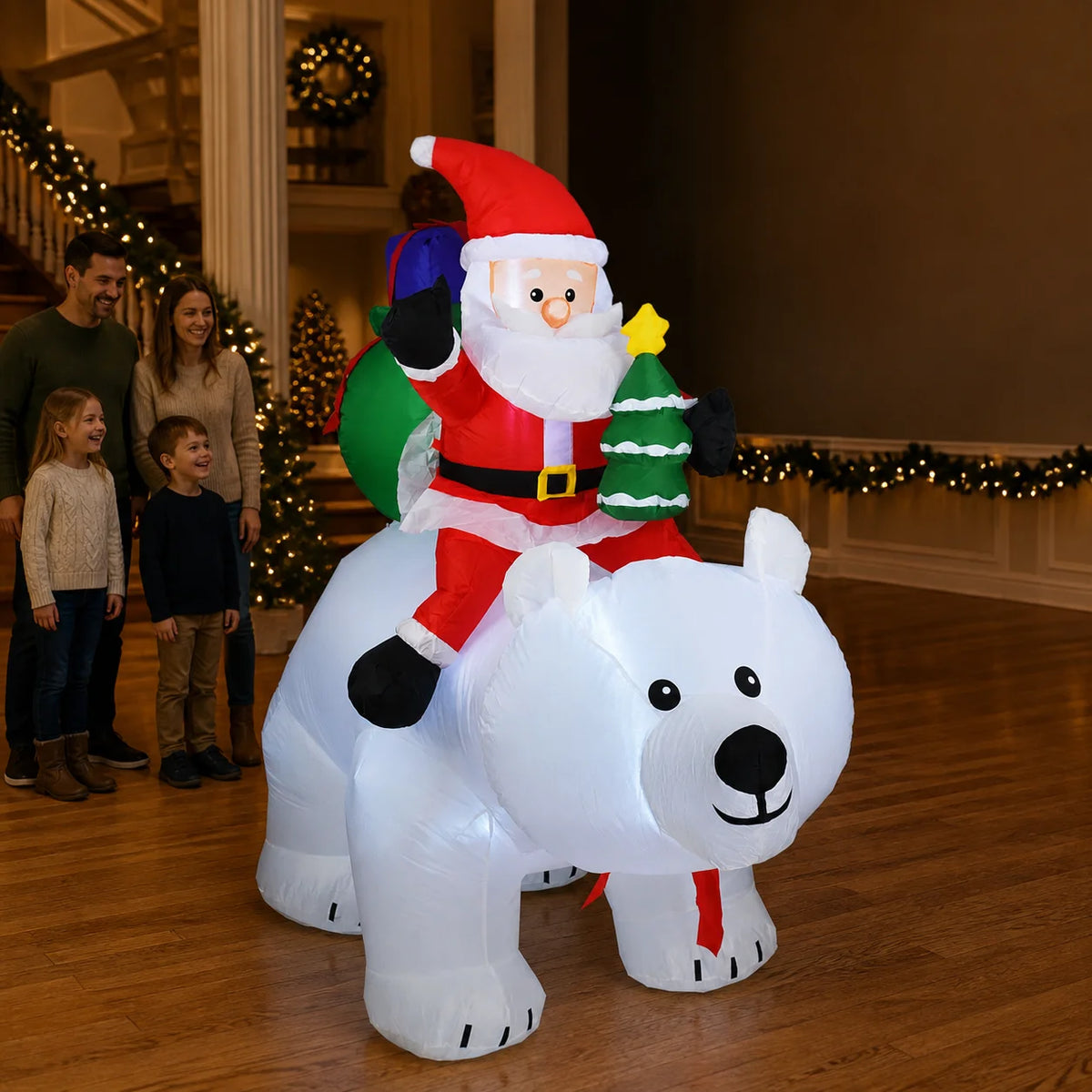 Huge Christmas Inflatables Santa Clause Riding Bear with Shaking Head 6.56ft Outdoor Decorations Inflatable Toy Mold Blow up Garden Yard Decor with LED Lights for Xmas Holiday Christmas Eve Party Indoor White Winter
