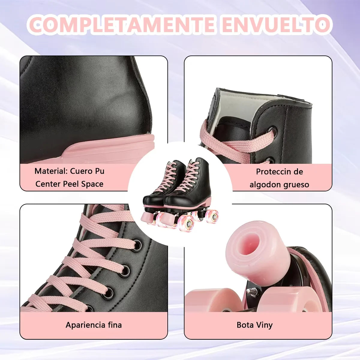 Adult Double-Row Roller Skates For Women Men Flashing 4 Wheels Skate Shoes Beginner Boys Girls Outdoor Skating Quad Sneakers Gifts Size 35 36 37 38 39 40