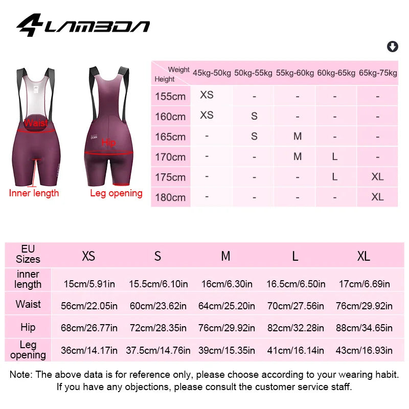 LAMEDA Women's Cycling Bib Shorts Absorb-Shock Padded Road Bike Strap Shorts Summer Breathable Riding Biking Bib Shorts Clothes