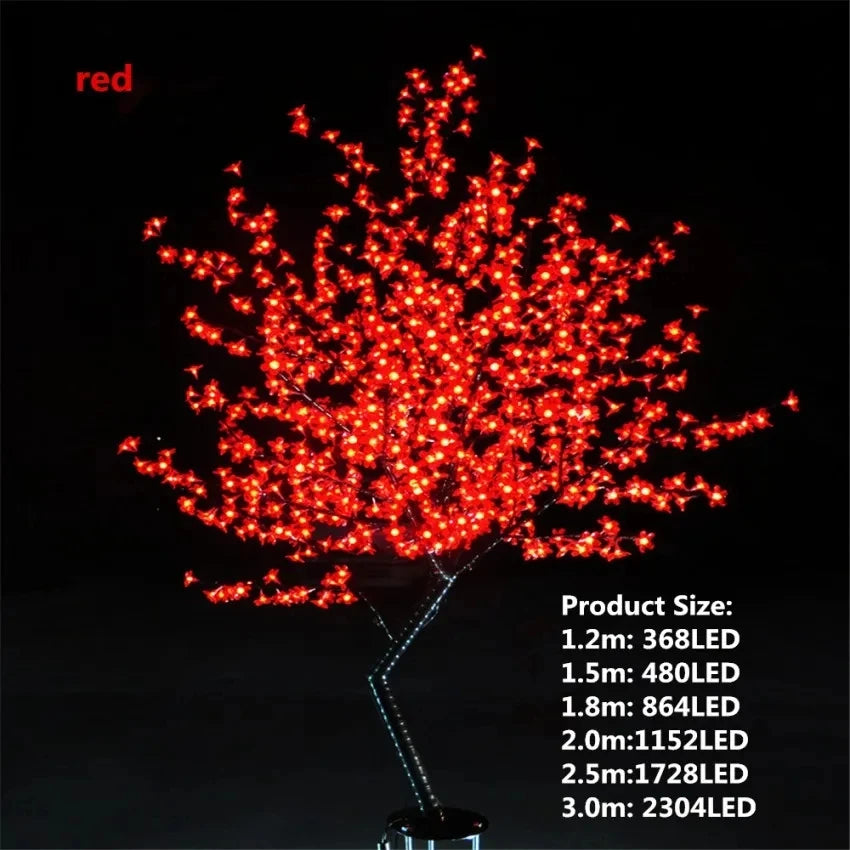 Waterproof Artificial LED Cherry Tree Night Light 1.5M-3M New Year Christmas Wedding Garden Decoration Light