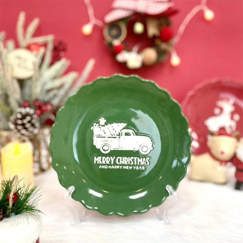 Ceramic Christmas Coffee Mug Cup Teapot Tree Plate Candy Dish Cake Tray Nordic Party Kitchen Tableware Drinkware Gift Decor