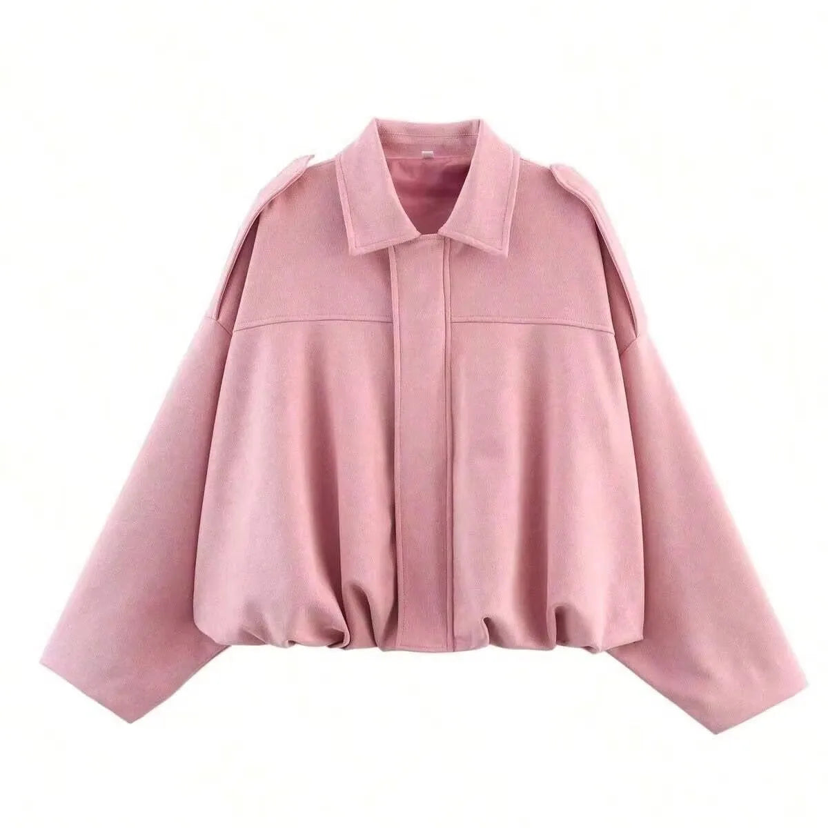 HH Women Elegant Party Jacket Loose Casual Office Coat Lapel Zipper Long Sleeve Vintage Autumn Vacation Winter Solid Outerwear