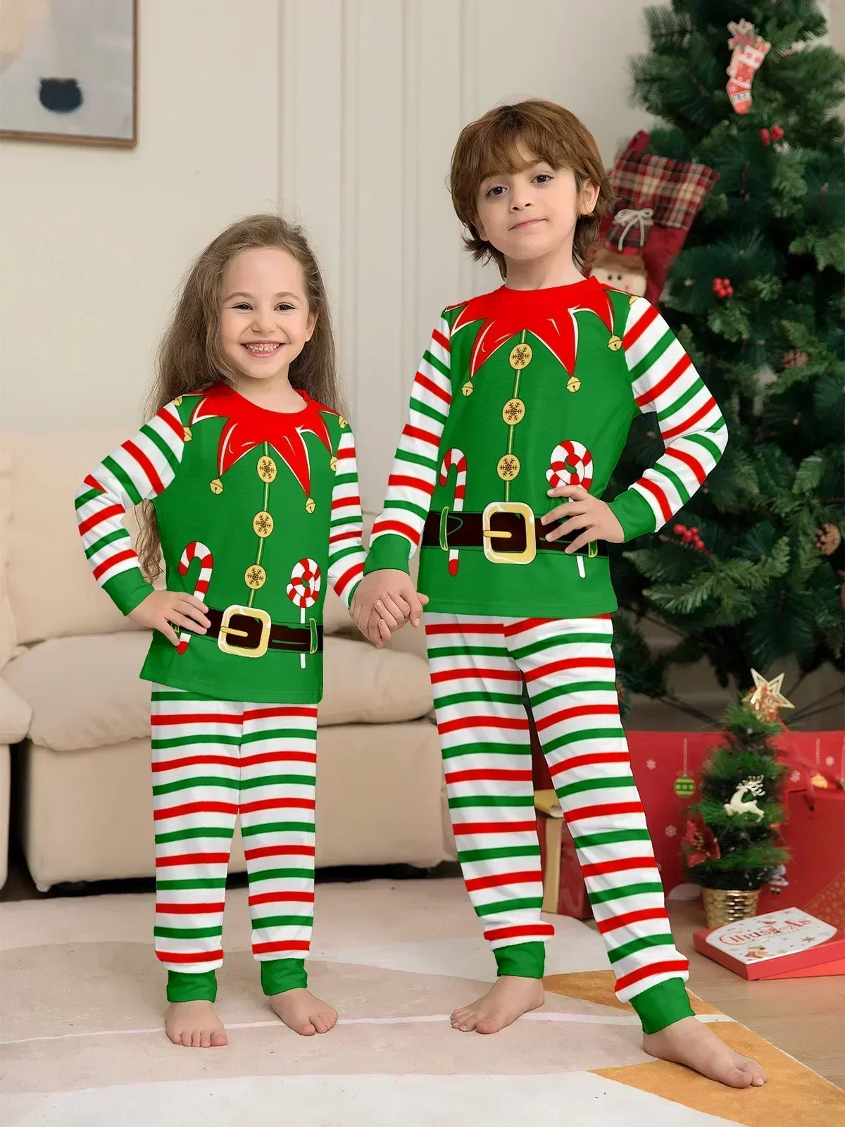 2025 New Christmas Pyjamas Family Look Couples And Kids Matching Outfits Print Pajamas Set Baby Romper Cute Sleepwear Xmas Wear