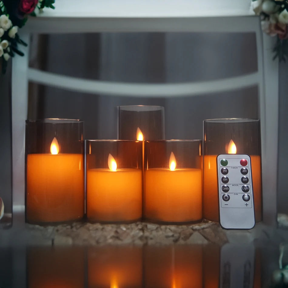3pcs/set USB Rechargeable Led Pillar Candle,Flameless Remote Control,Timer LED Candle Light Table Decorative,Christmas Candles