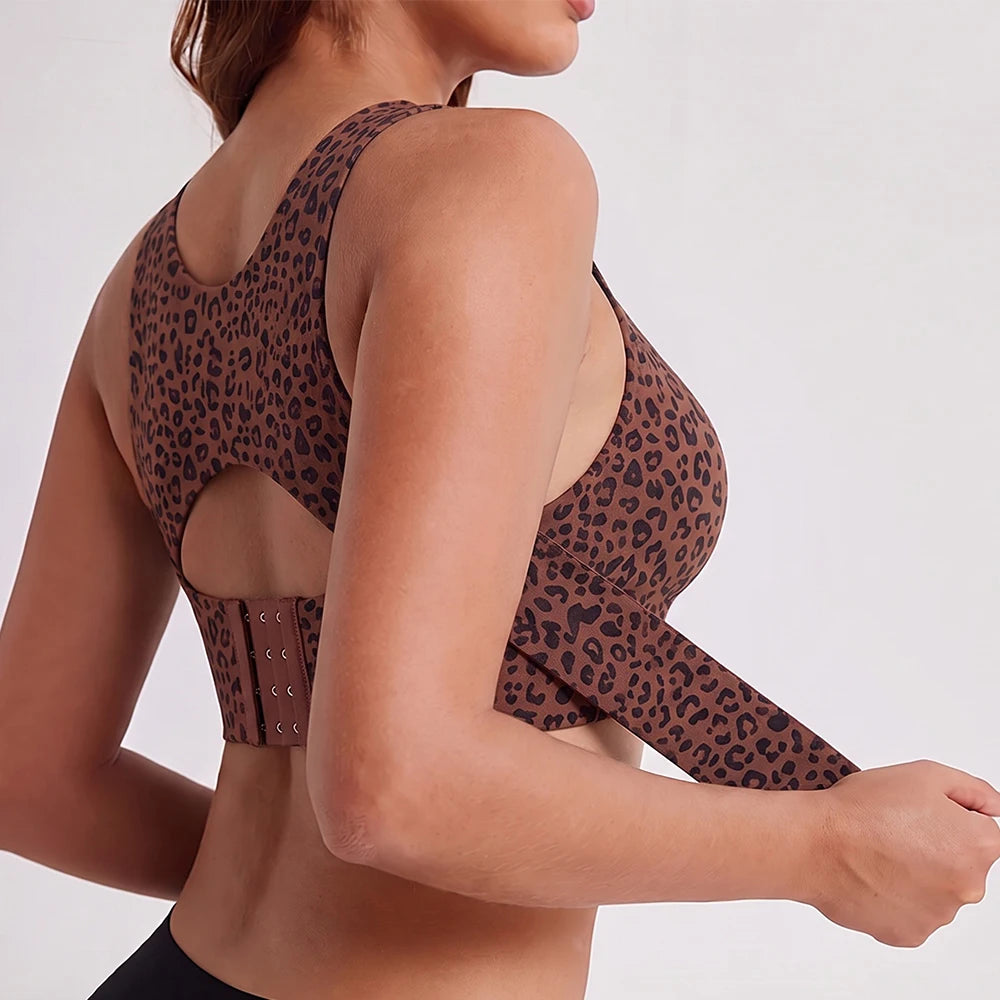 Women Wireless Posture Bra, Front Closure Cross Back Design, Wide Strap Full Coverage Back Support Comfort Daily Underwear