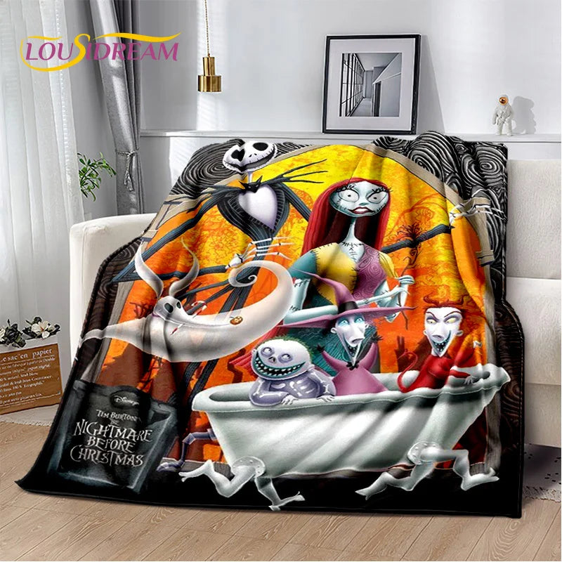 The Nightmare Before Christmas Jack Cartoon Blanket,Flannel Soft Throw Blanket for Home Bedroom Bed Sofa Picnic Office Kid Gift
