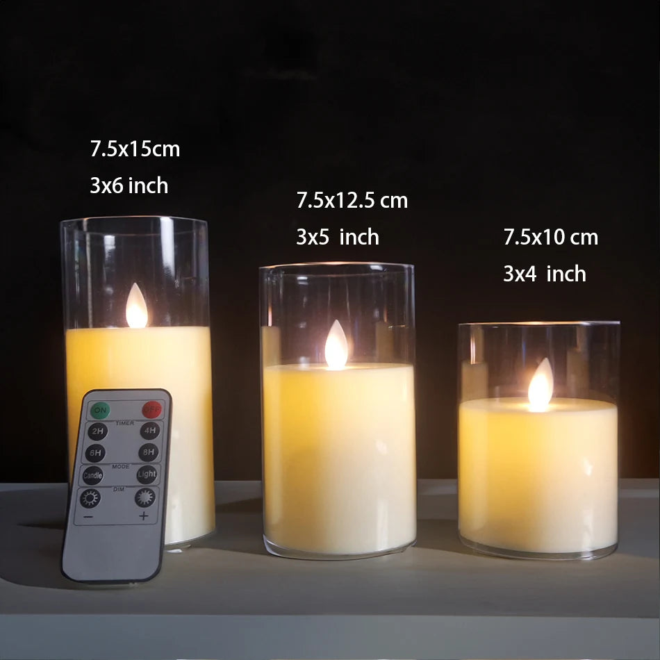 3pcs/set USB Rechargeable Led Pillar Candle,Flameless Remote Control,Timer LED Candle Light Table Decorative,Christmas Candles