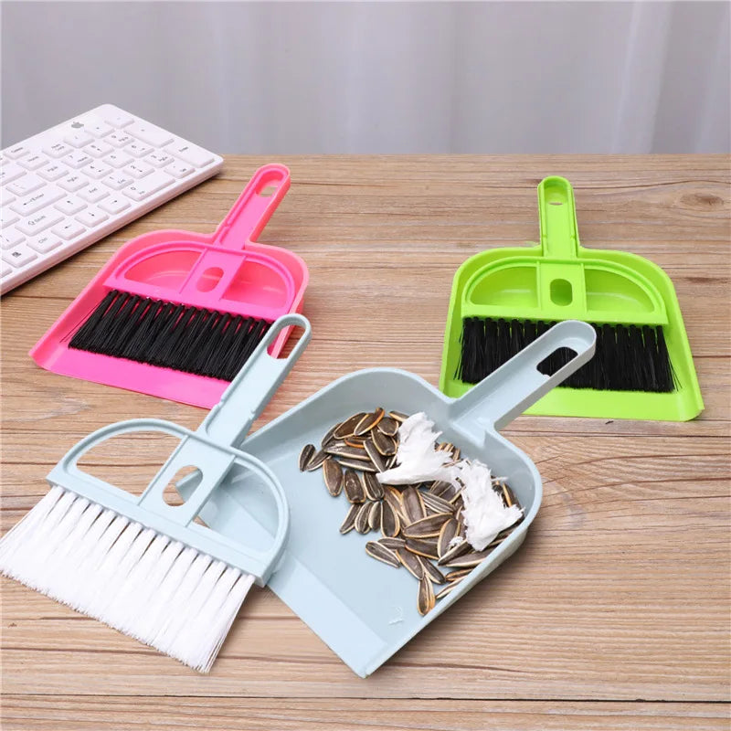 Christmas Gift Mini Desk Broom & Dustpan Set - Stocking Stuffers Cozy Home Desktop Cleaning Tool(blue/pink)