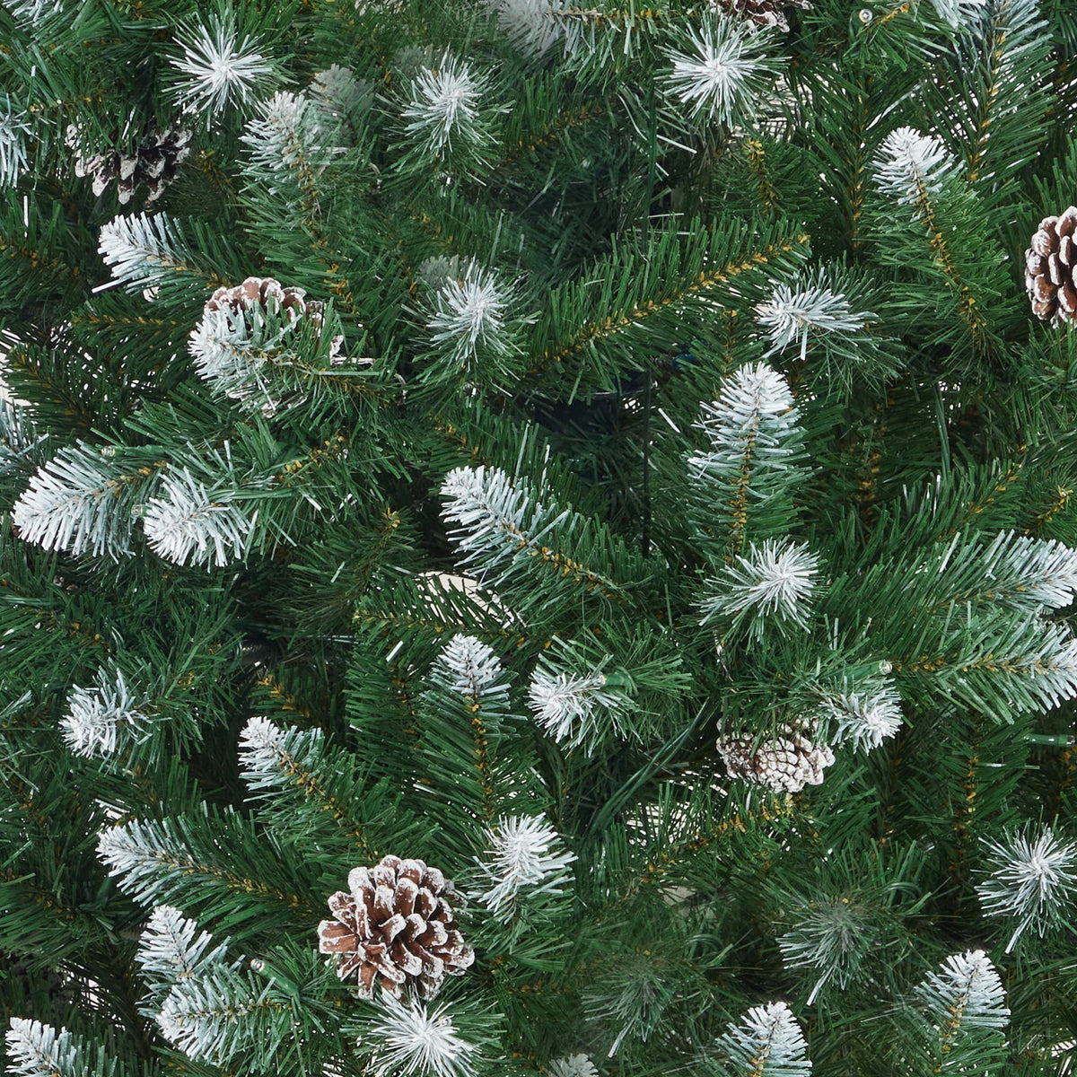 12ft Pre-Lit Flocked Slim Pencil Christmas Tree with 700 Warm White LEDs, 60 Pine Cones & Collapsible Metal Stand – Artificial Xmas Tree for Indoor Outdoor Holiday Decor