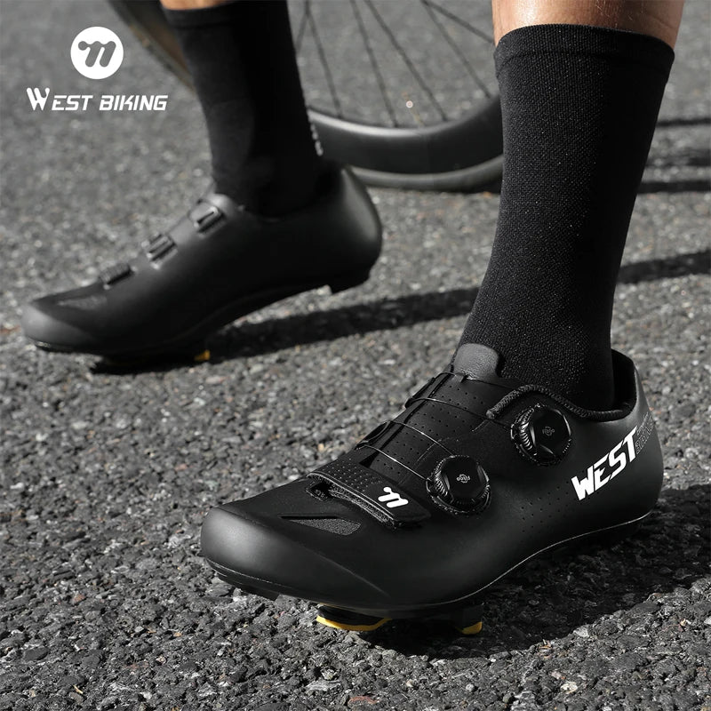 WEST BIKING Road Cycling Shoes Spd Speed Cycling Sneaker Cleat Shoes Bike Outdoor Footwear Self-Locking Cycling Flat Pedal Shoes