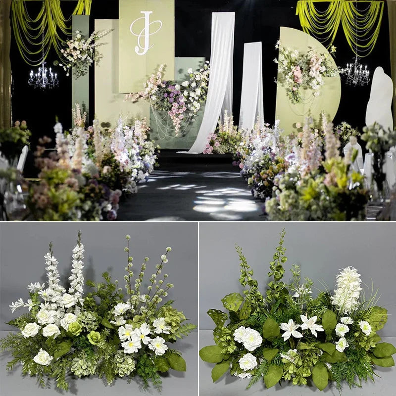 Simulation Wedding Silk Flower Earth Row Flower High Flower Stage Wedding Road Huide Event Party Layout Floor Flower Arrangement